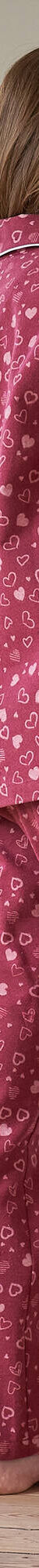 Pyjama pantalon pilou imprimé "coeurs"  (cerise) Pyjama pantalon pilou imprimé "coeurs"  (cerise)